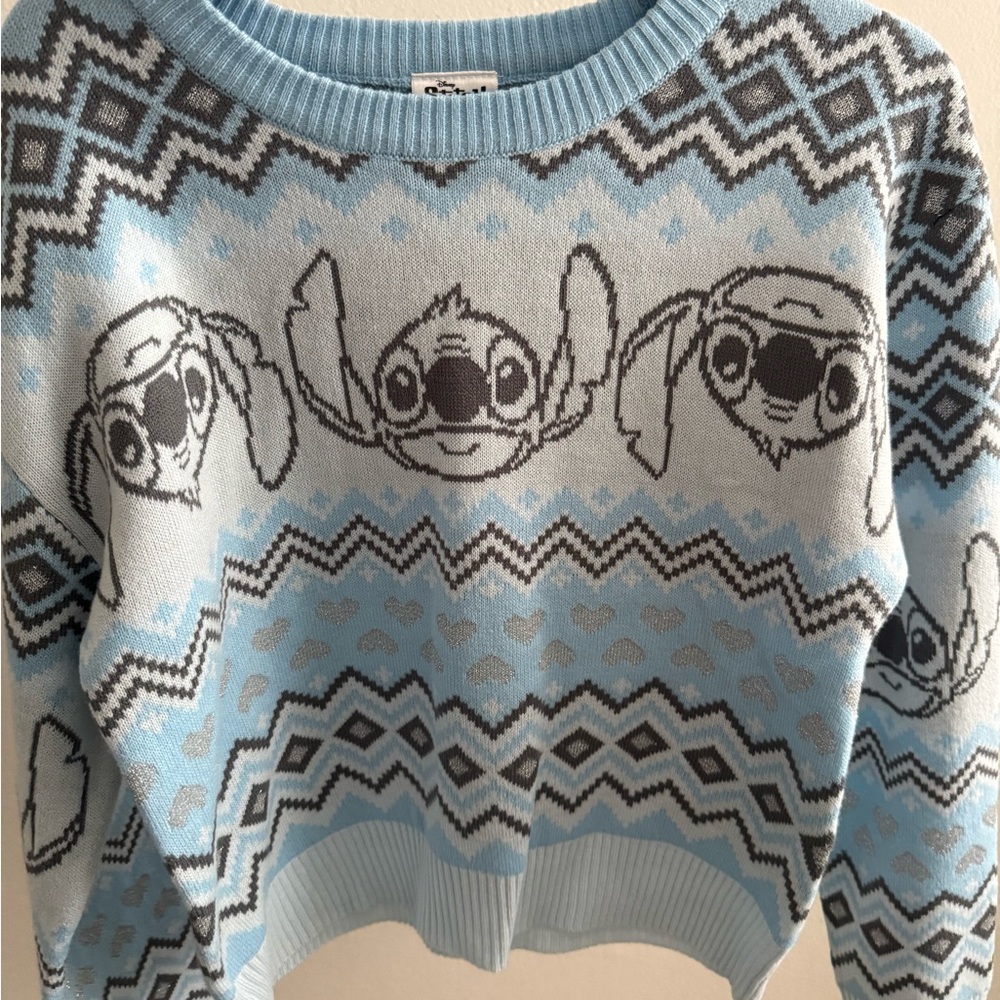 Blue Patterned Women Sweater